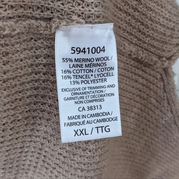 Kersh Merino Blend V-Neck waffle knit Sweater in tan camel toneb XXL @T1 - Picture 8 of 10